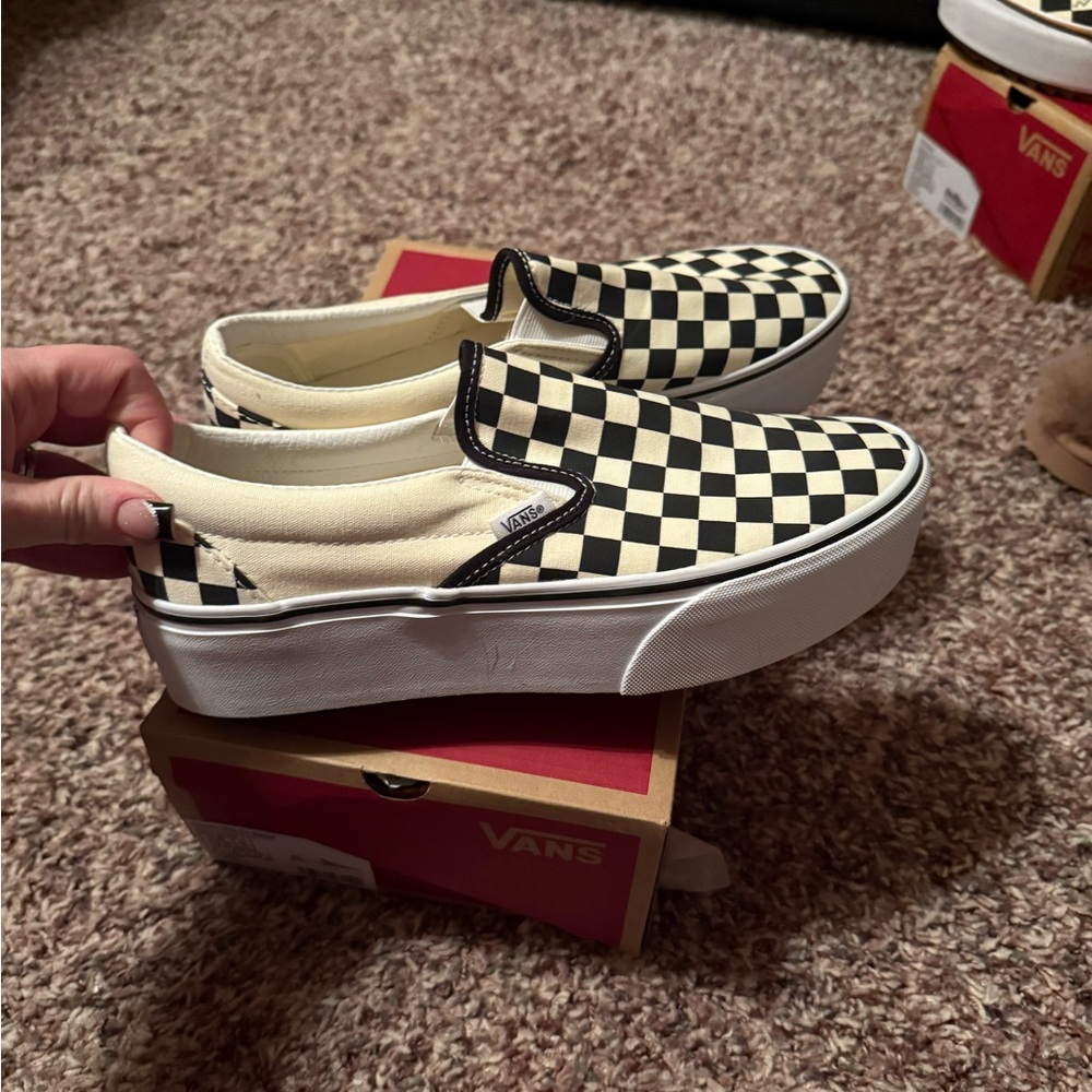 Vans Black and White Checkerboard Slip-Ons